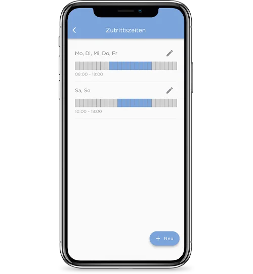 Smartphone mit doorControl App Nutzergruppen