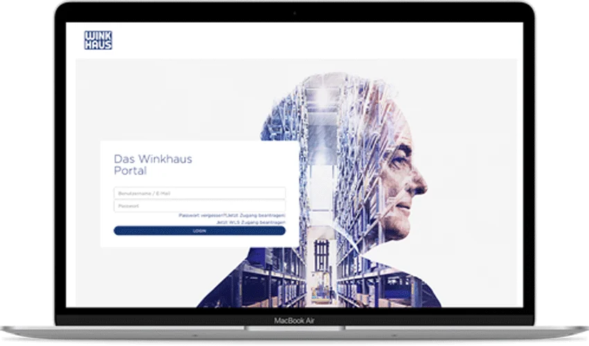 Notebook mit Login-Seite Winkhaus Portal